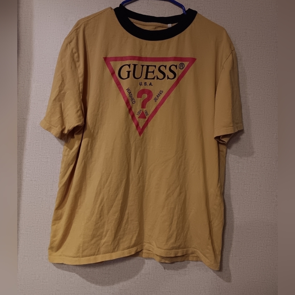 Vintage Guess Yellow T-Shirt with Logo Sz XL